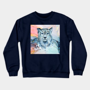 Painted Snow Leopard Crewneck Sweatshirt